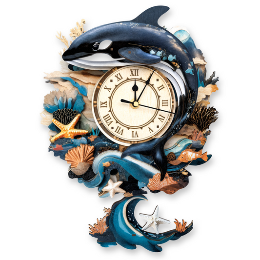 Ocean Rhythm 3D Wooden Puzzle Clock, DIY Craft Kit
