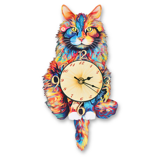 Maine Coon 3D Wooden Puzzle Clock, DIY Craft Kit