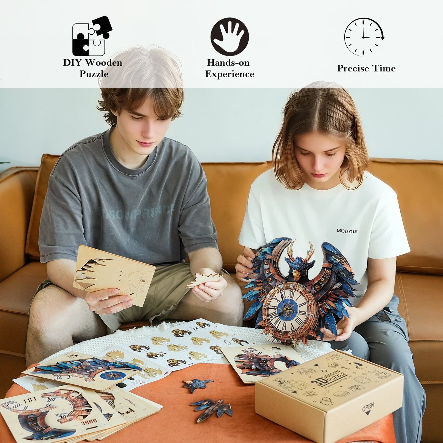 Thunderwing Sovereign 3D Wooden Puzzle Clock, DIY Craft Kit