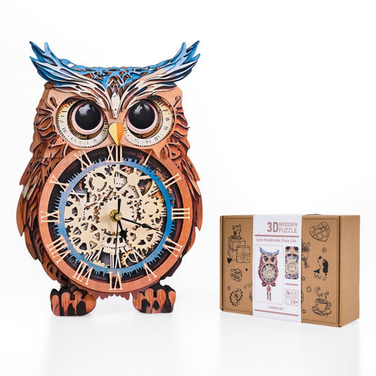 Owl DIY 3D Wooden Puzzle Clock, DIY Craft Kit