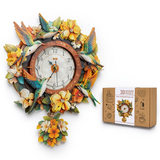 Garden Wingbeats 3D Wooden Puzzle Clock, DIY Craft Kit