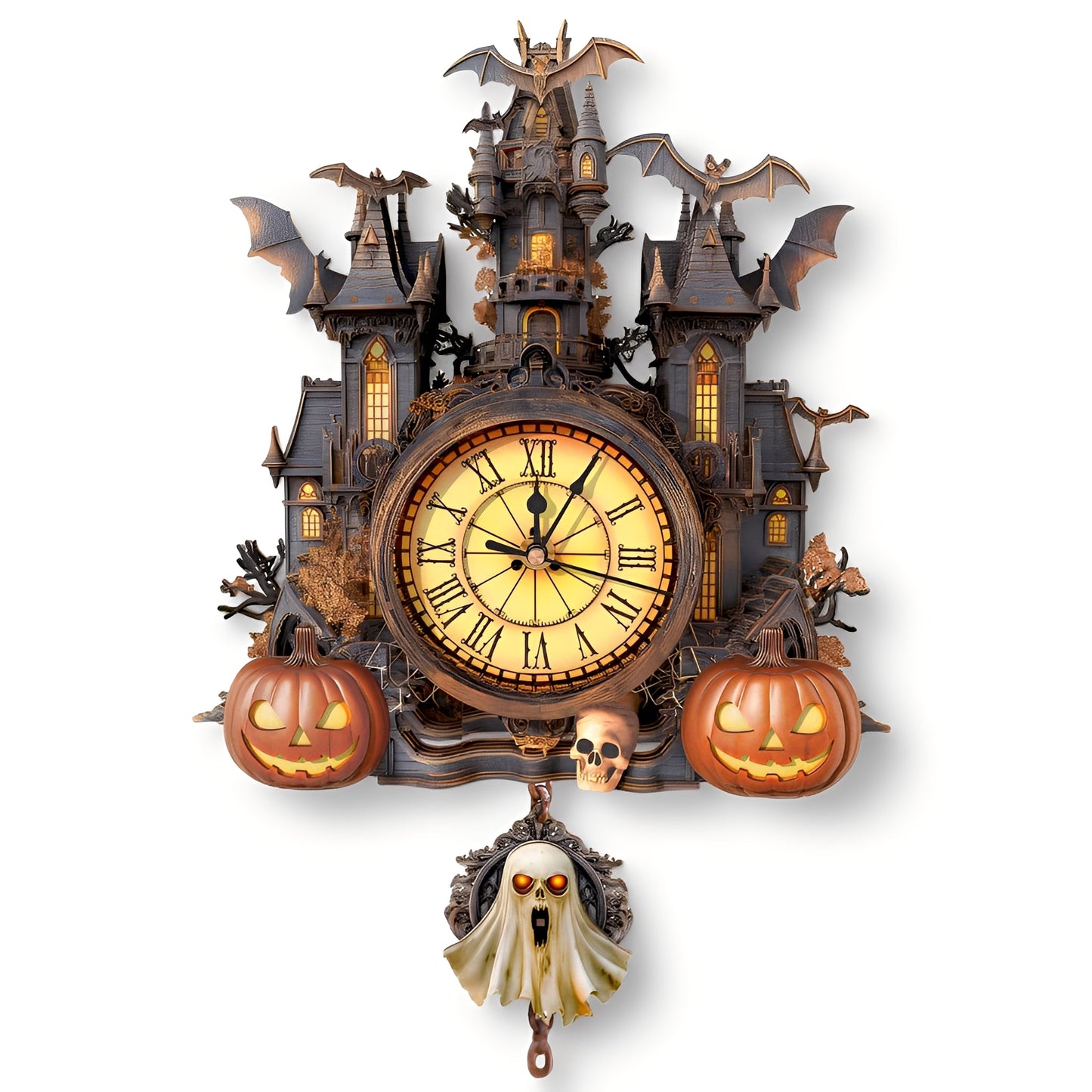 Spooky Castle 3D Wooden Puzzle Clock, DIY Craft Kit