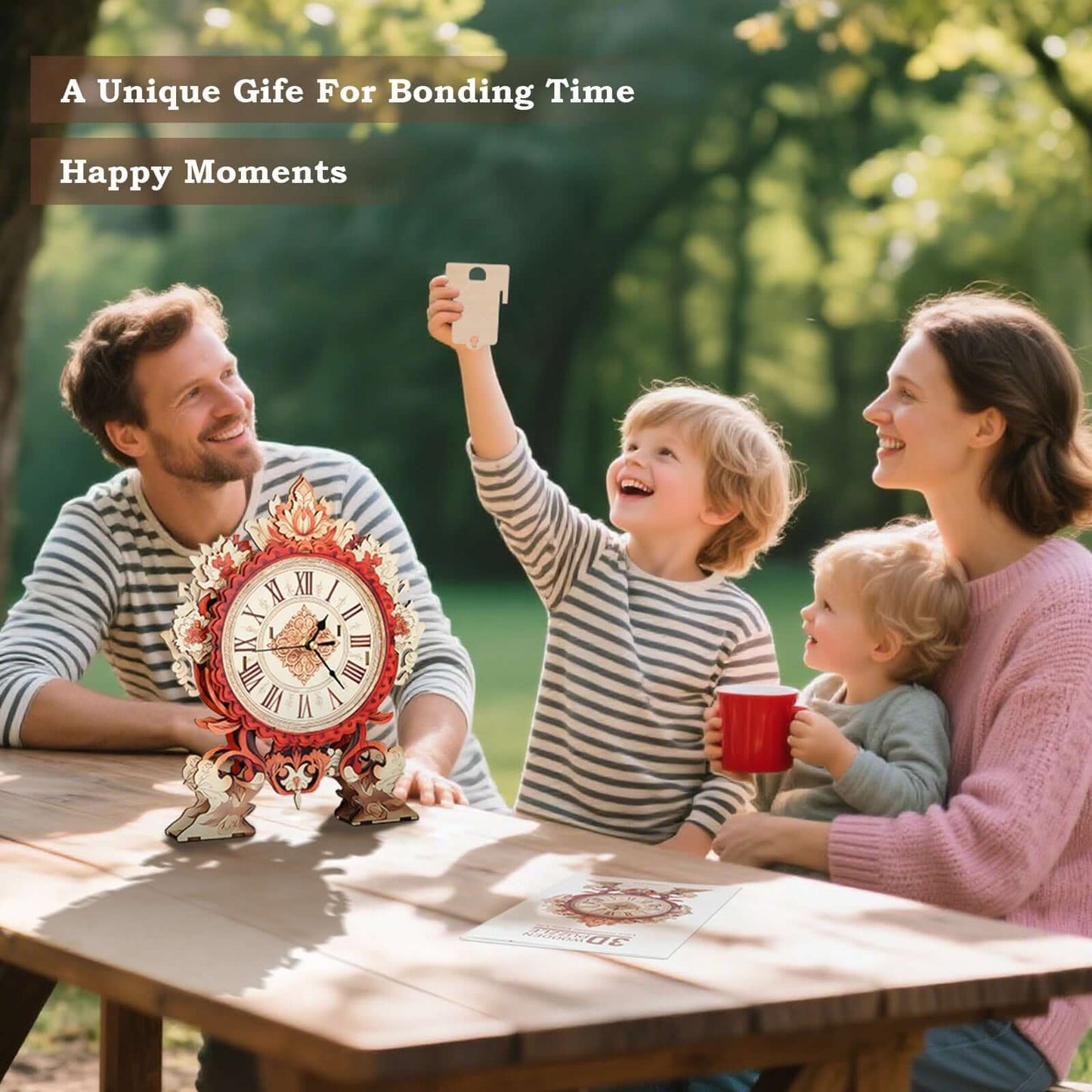 Flame Flower 3D Wooden Puzzle Clock, DIY Craft Kit