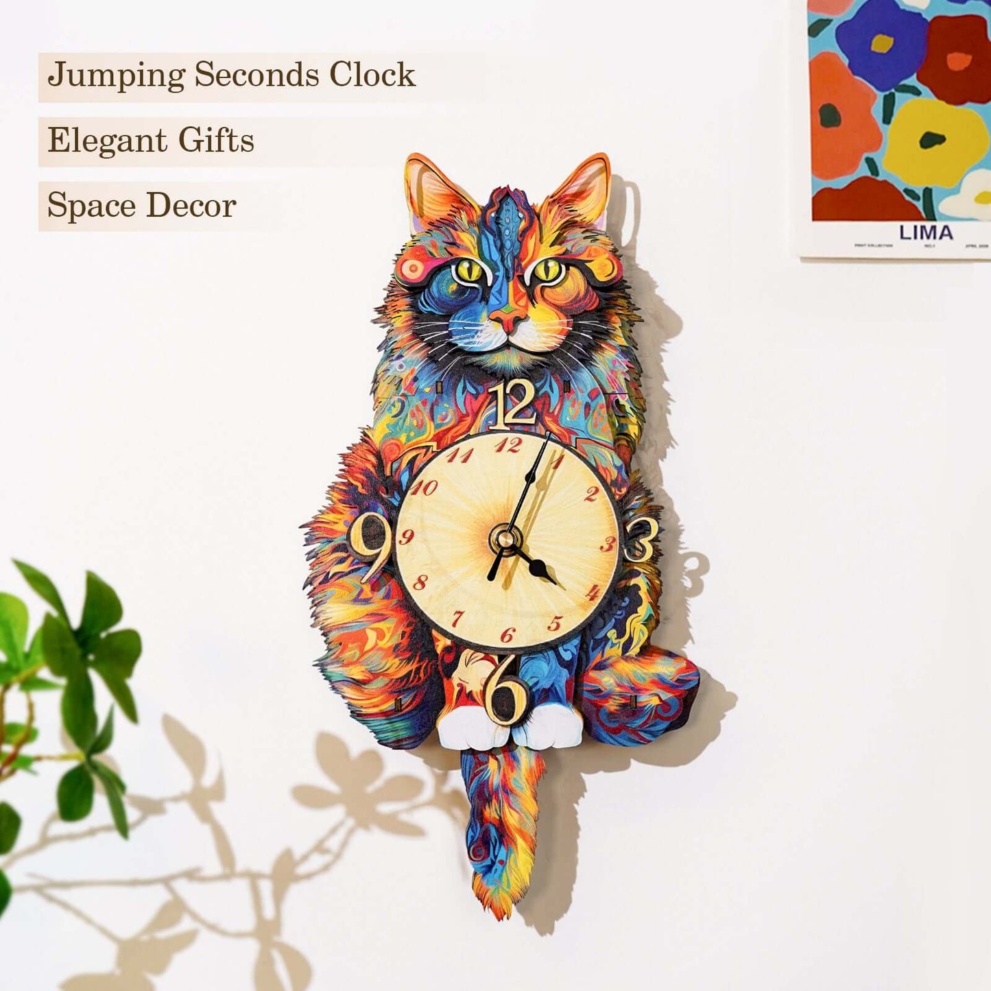 Maine Coon 3D Wooden Puzzle Clock, DIY Craft Kit