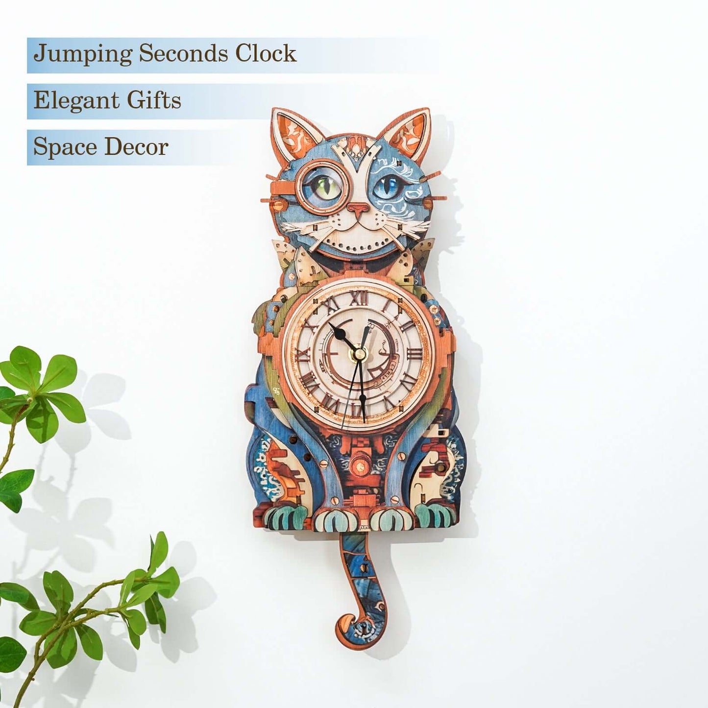 Cat Detective 3D Wooden Puzzle Clock, DIY Craft Kit