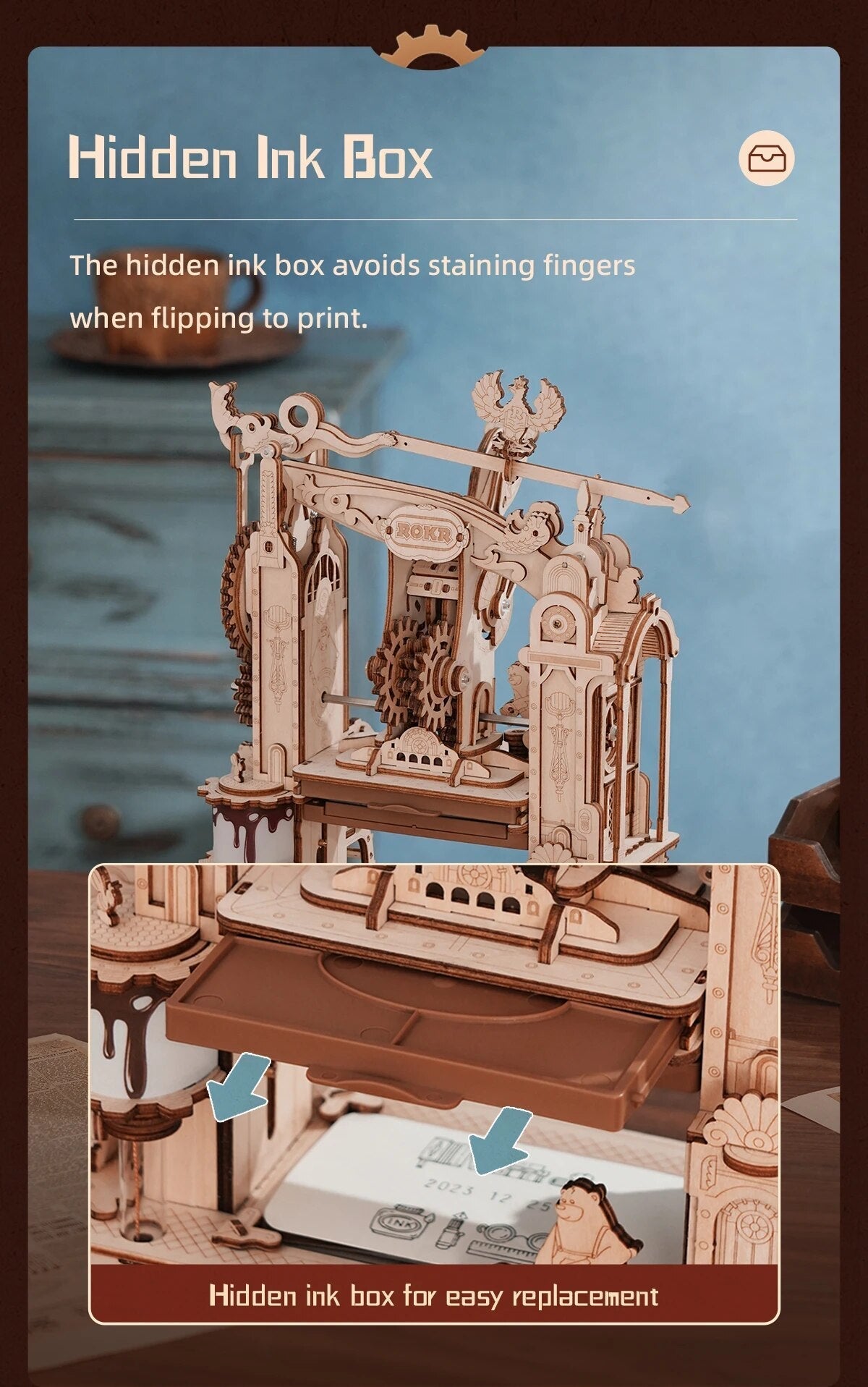 Classic Little Bears Printing Press DIY 3D Wooden Puzzle