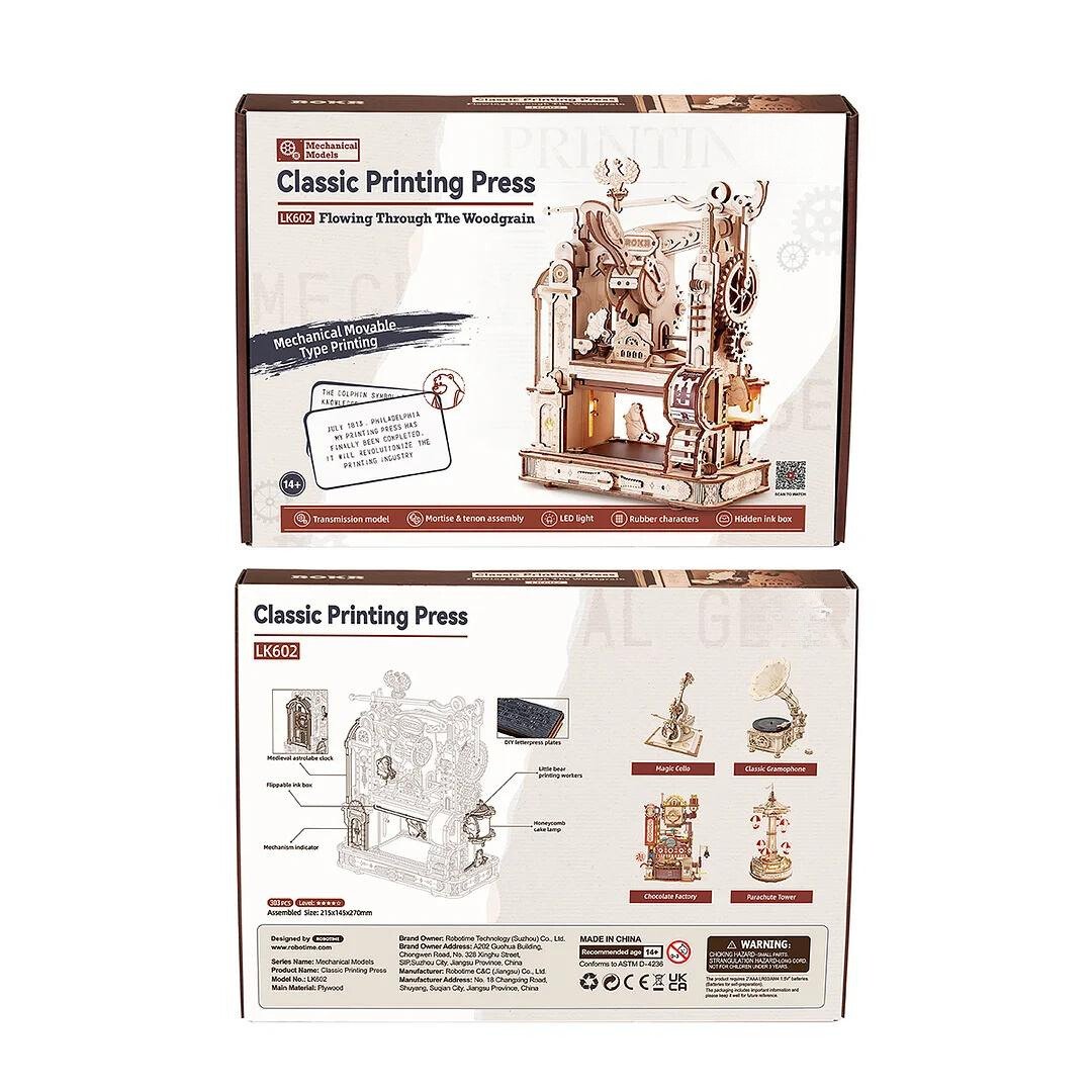 Classic Little Bears Printing Press DIY 3D Wooden Puzzle