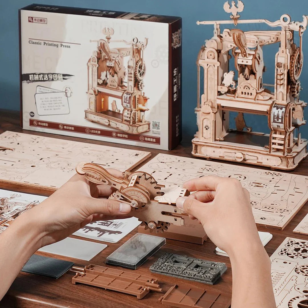 Classic Little Bears Printing Press DIY 3D Wooden Puzzle