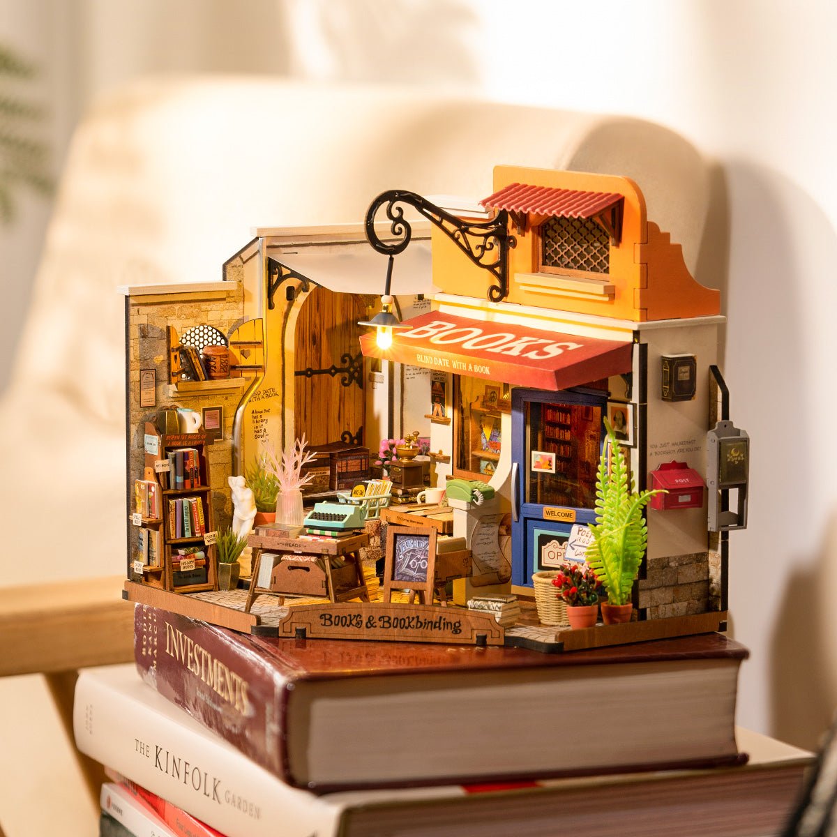 Corner Bookstore DIY Miniature House Kit