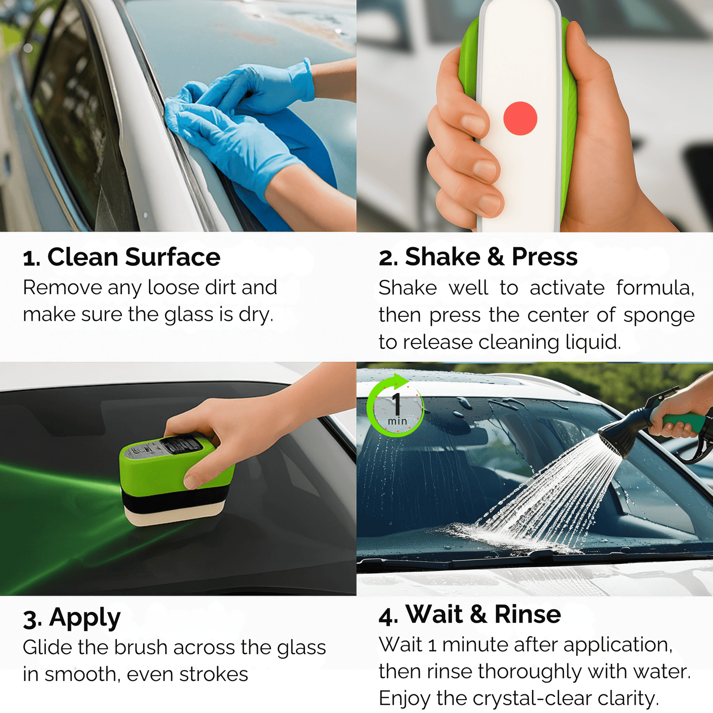 CrystalShield Pro 2.0 Hydrophobic Anti-Fog & Oil Film Glass Cleaning Brush