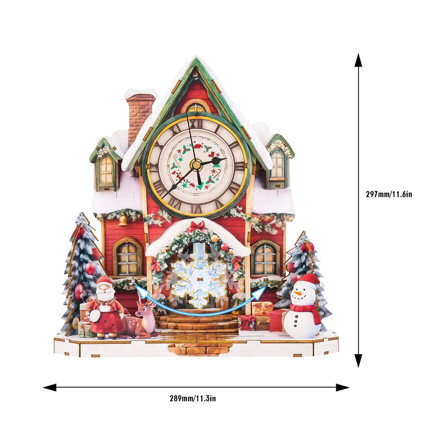 Warm Christmas 3D Wooden Puzzle Clock, DIY Craft Kit
