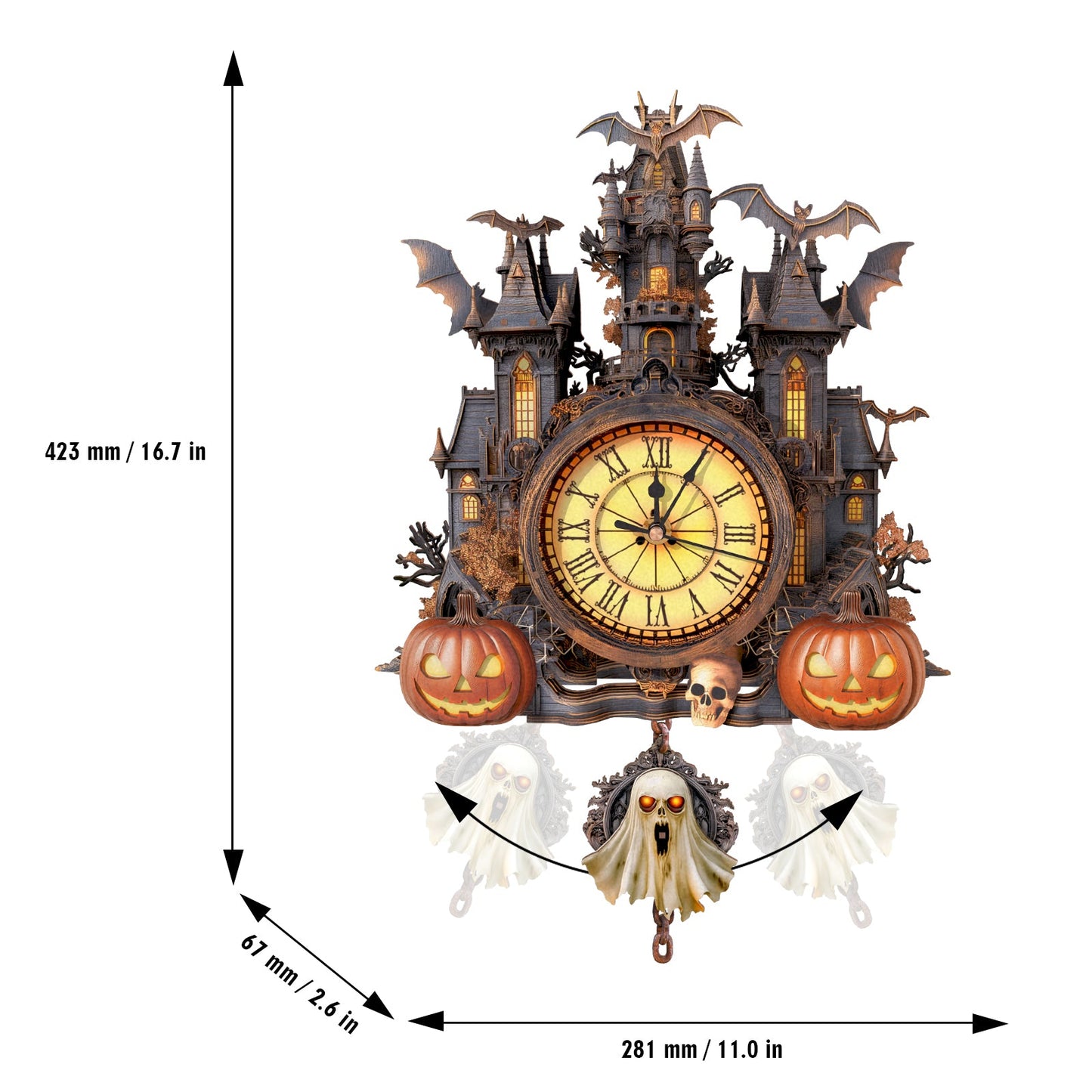 Spooky Castle 3D Wooden Puzzle Clock, DIY Craft Kit