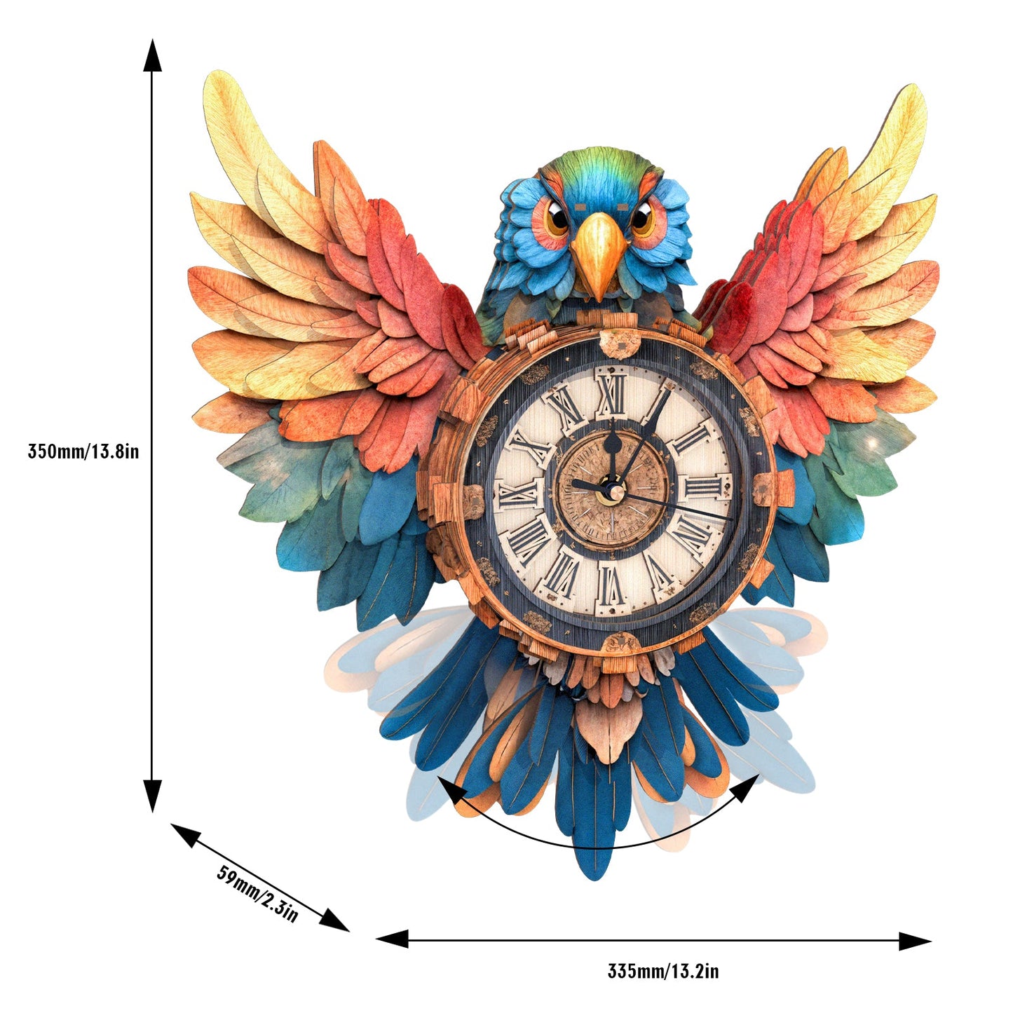 Colorful Parrot 3D Wooden Puzzle Clock, DIY Craft Kit