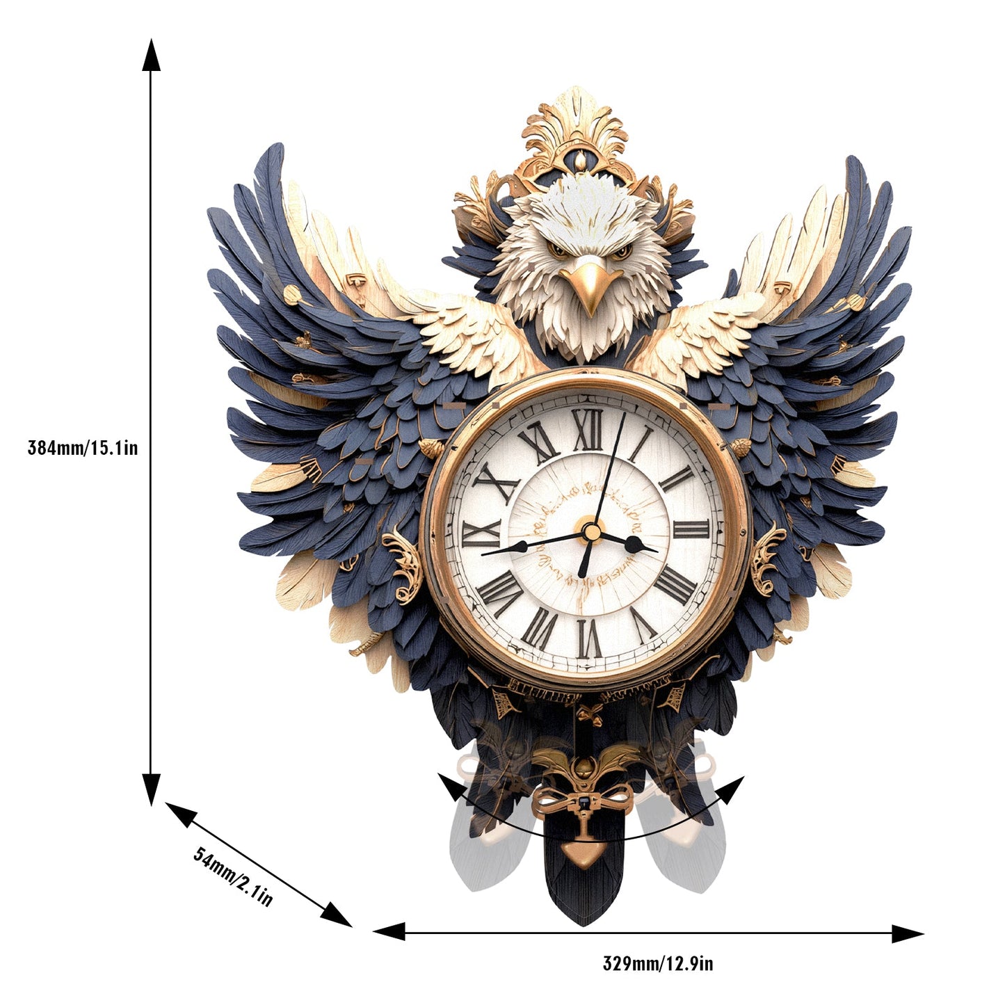 Majestic Eagle 3D Wooden Puzzle Clock, DIY Craft Kit