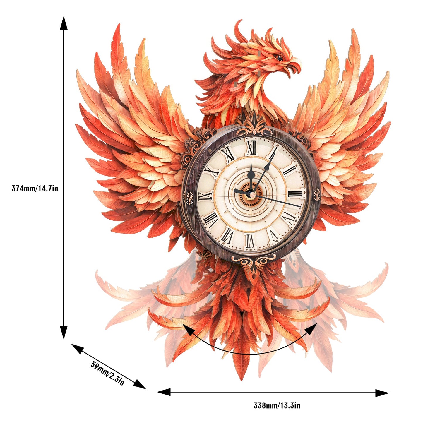 Fire Phoenix 3D Wooden Puzzle Clock, DIY Craft Kit