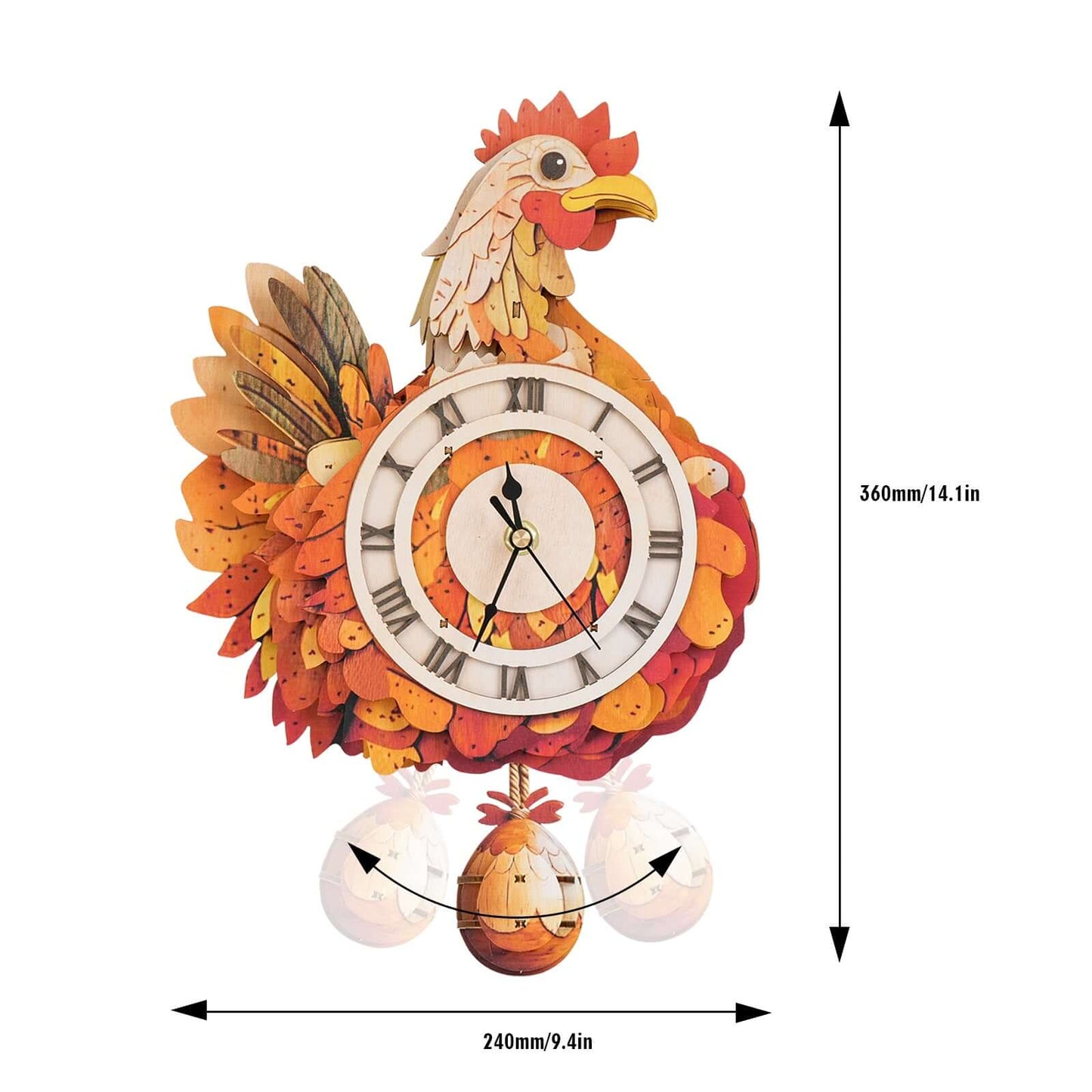 Cluck & Tick Hen 3D Wooden Puzzle Clock, DIY Craft Kit