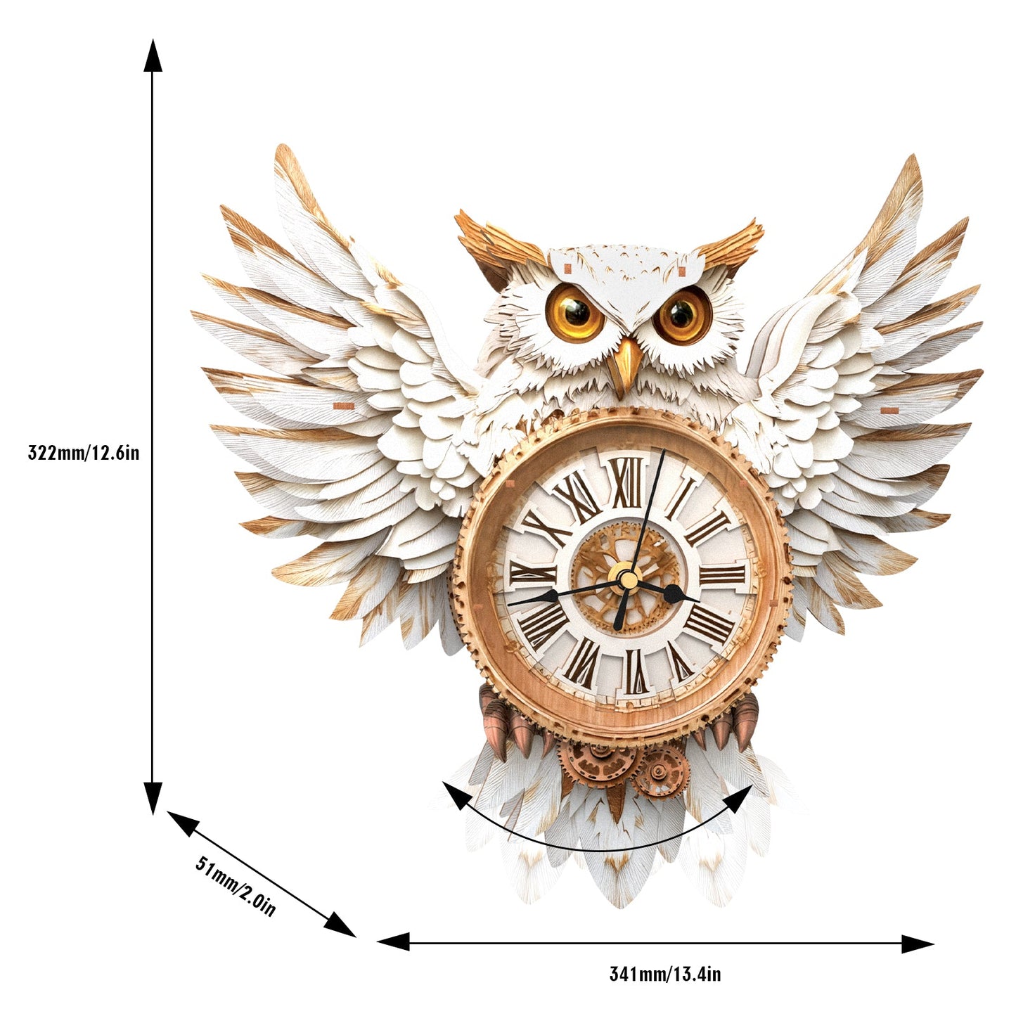 Snowy Owl 3D Wooden Puzzle Clock, DIY Craft Kit