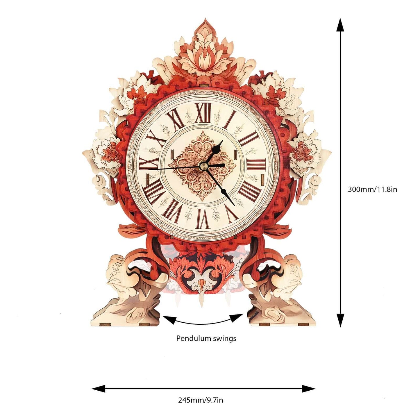 Flame Flower 3D Wooden Puzzle Clock, DIY Craft Kit