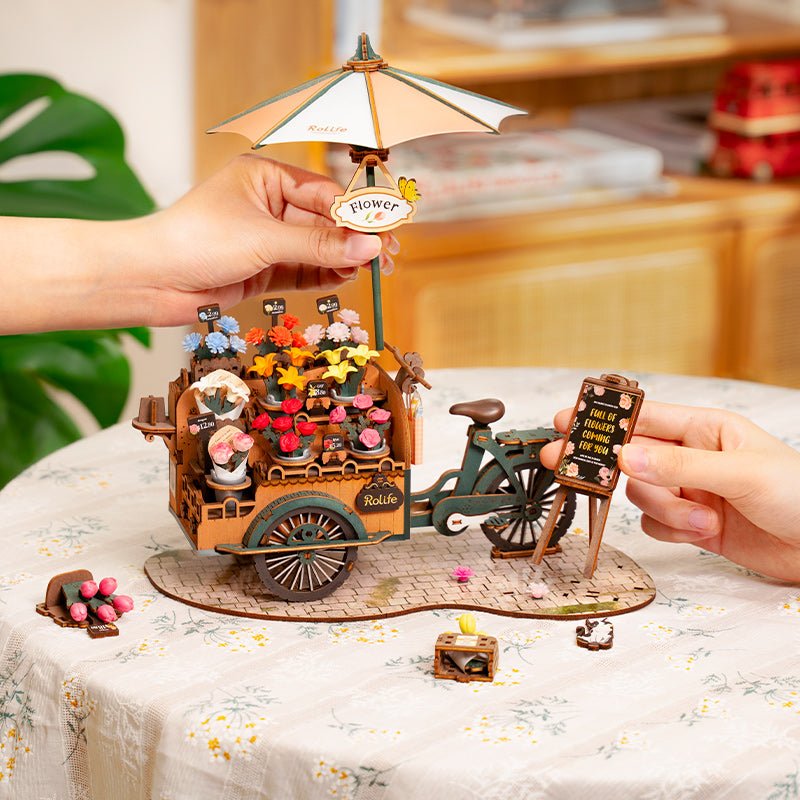 Flower Blossom Cart DIY Miniature 3D Puzzle Kit