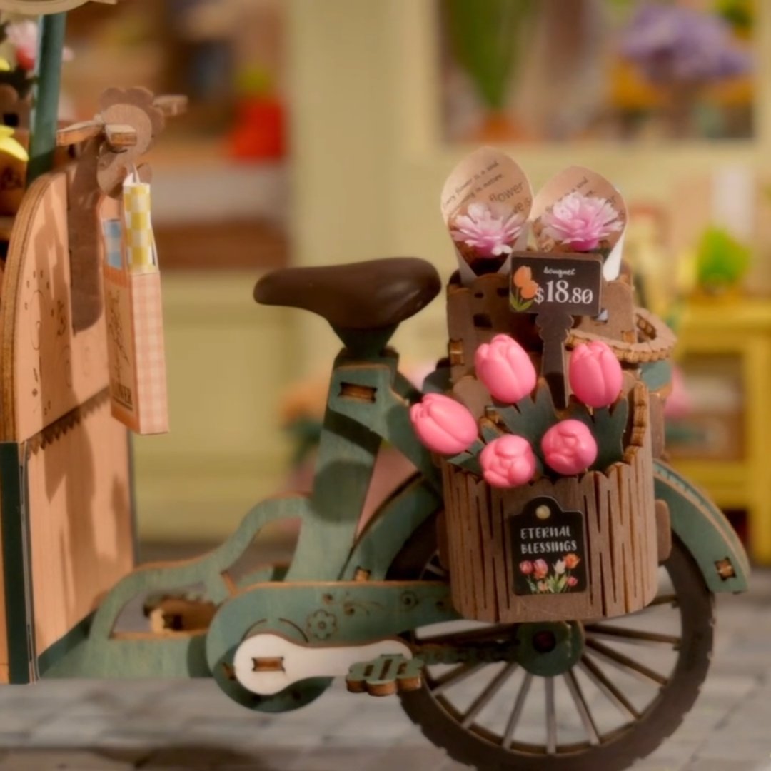 Flower Blossom Cart DIY Miniature 3D Puzzle Kit