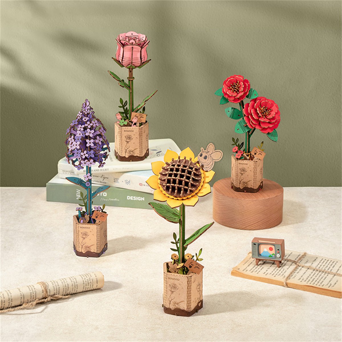Flower Blossom Cart DIY Miniature 3D Puzzle Kit