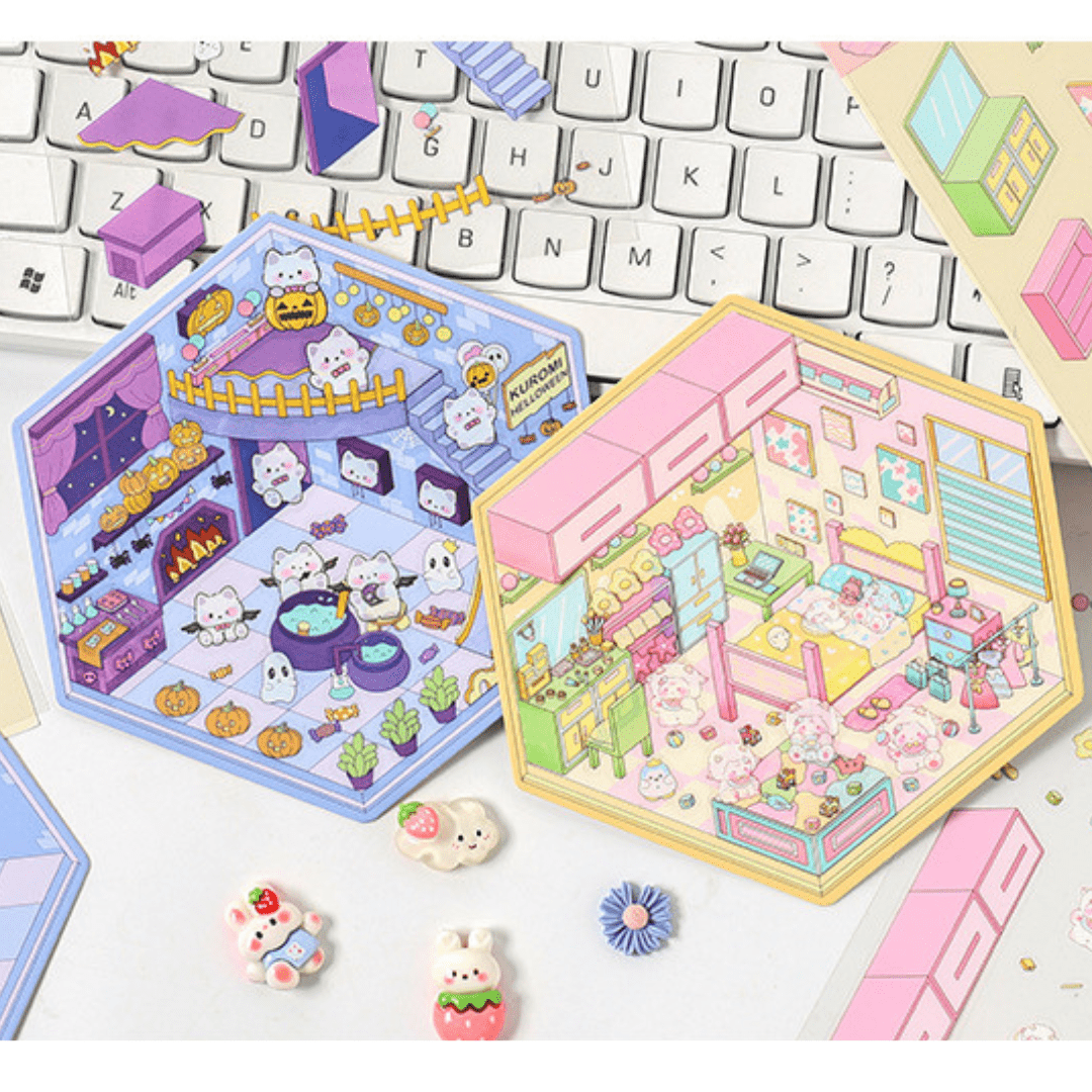 Fuzzy Friends Corner - Stick n’ Scene 3D DIY Scene Stickers Therapy