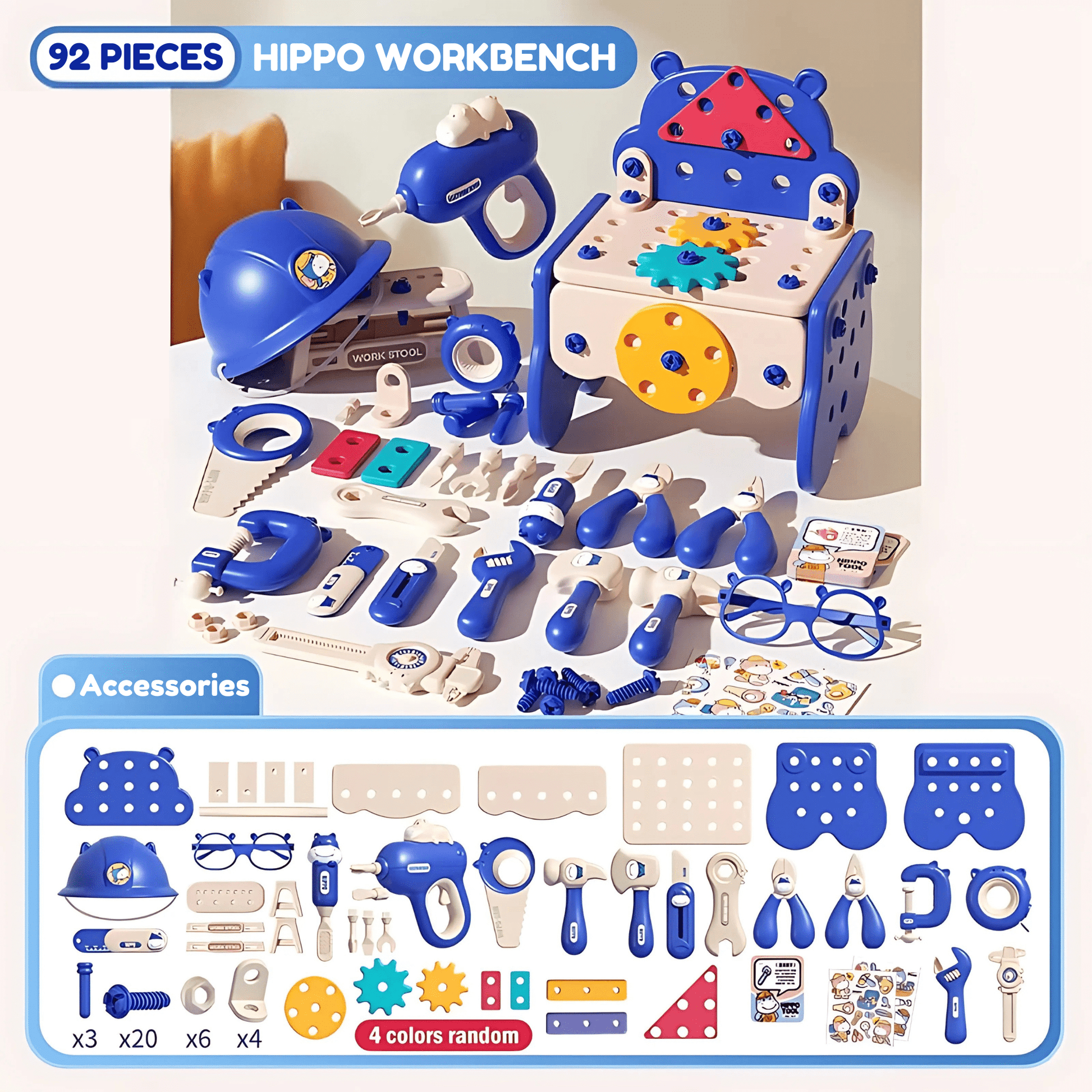 Hippo All - in - one Tool Hub DIY Montessori Tool Box Set - DIYRICLE