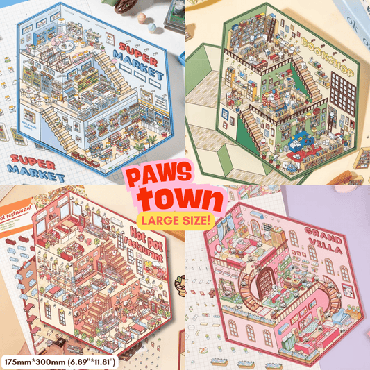 Paws Town Large - Stick n’ Scene 3D DIY Scene Stickers Therapy - DIYRICLE