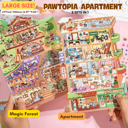 Pawtopia Apartment Series Large - Stick n’ Scene 3D DIY Scene Stickers Therapy - DIYRICLE