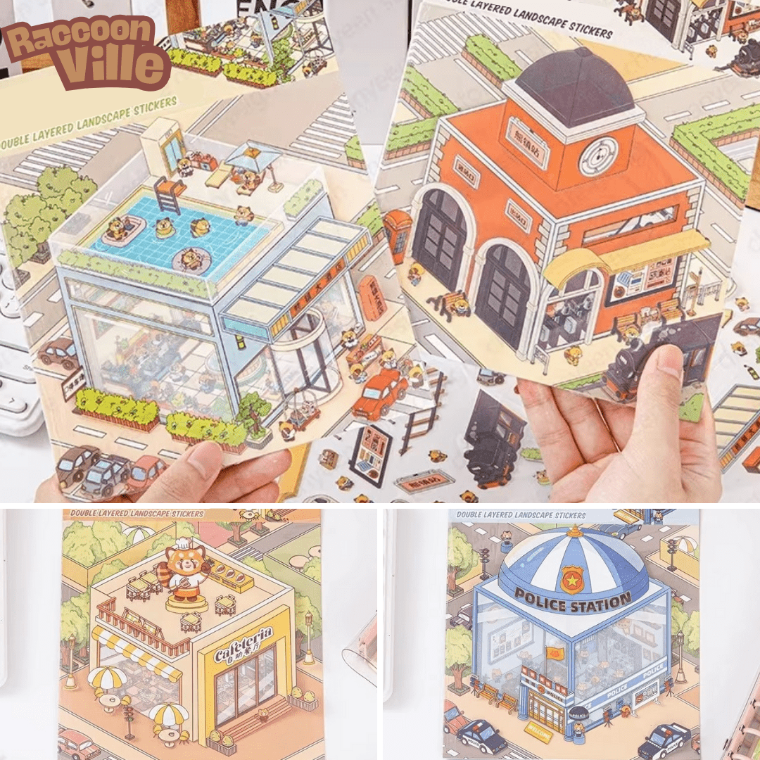 Raccoon Ville - Stick n’ Scene 3D DIY Scene Stickers Therapy