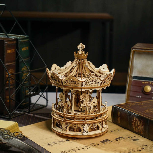 Romantic Carousel Mechanical Music Box 3D Wooden Puzzle - Diyricle™
