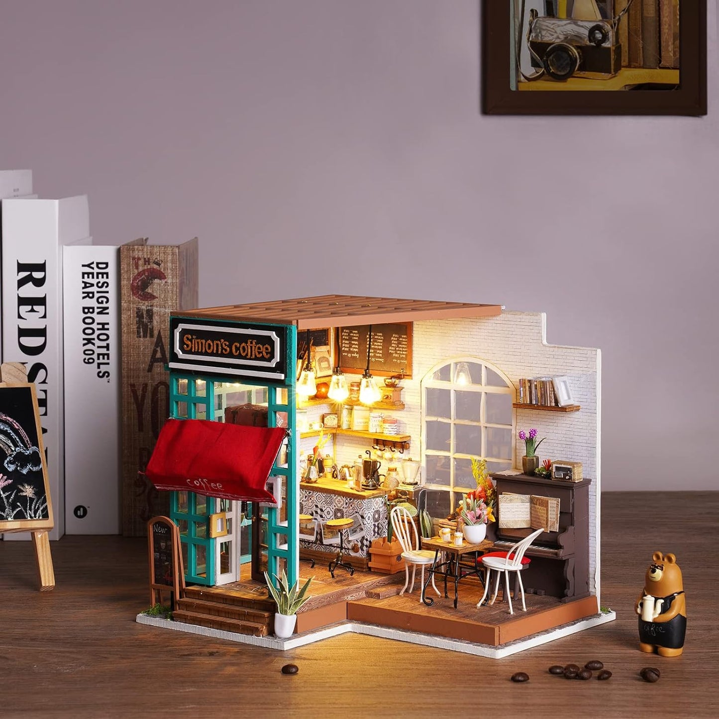 Simon's Coffee Shop DIY Miniature Dollhouse Kit