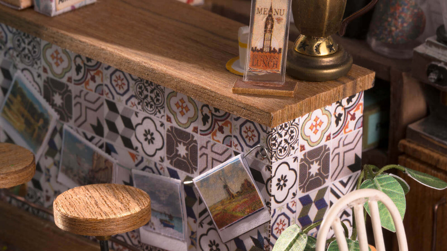 Simon's Coffee Shop DIY Miniature Dollhouse Kit