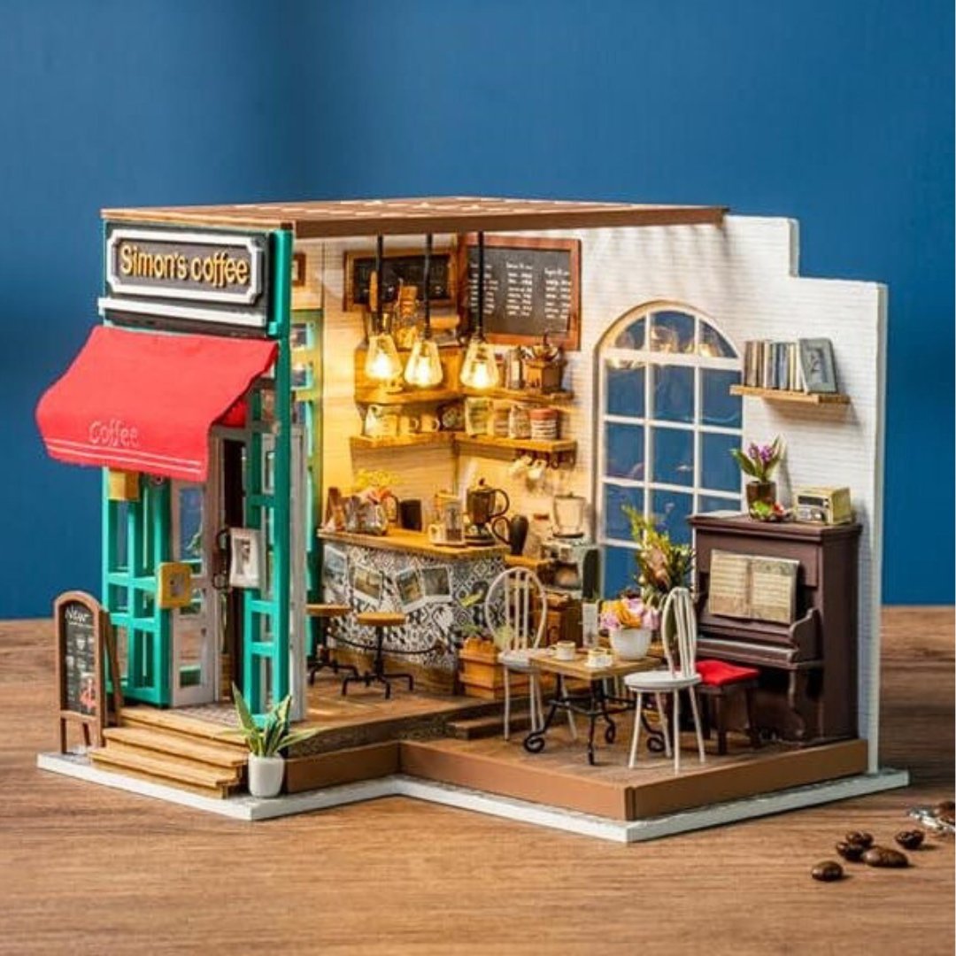 Simon's Coffee Shop DIY Miniature Dollhouse Kit