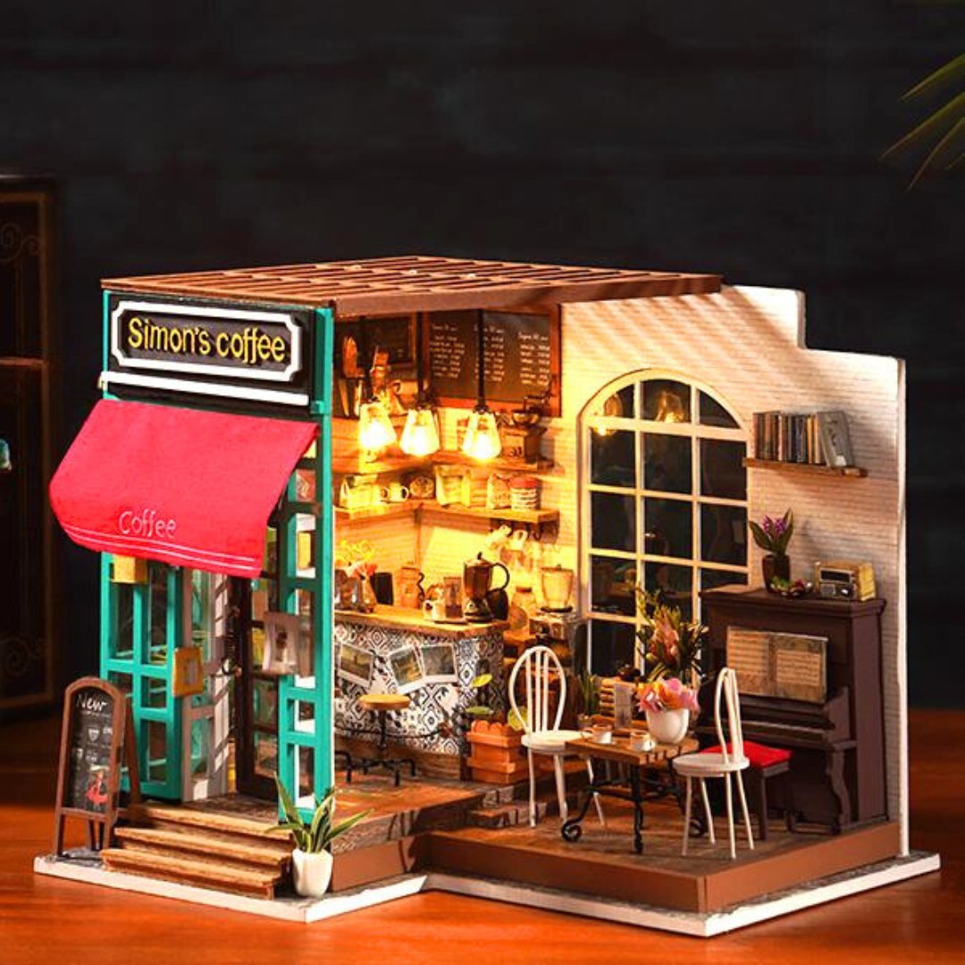 Simon's Coffee Shop DIY Miniature Dollhouse Kit