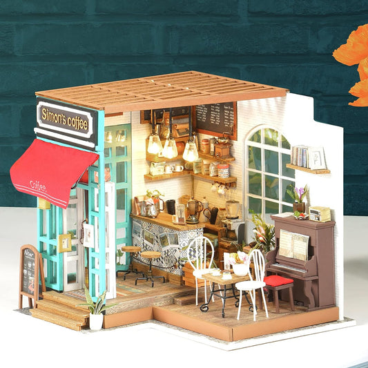 Simon's Coffee Shop DIY Miniature Dollhouse Kit - DIYRICLE