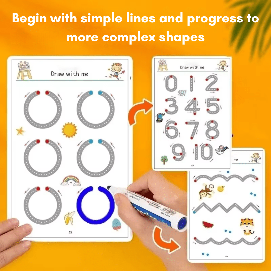 SmartLearn Kids Tracing Book: Erasable Montessori Practice for Numbers, Letters & Shapes