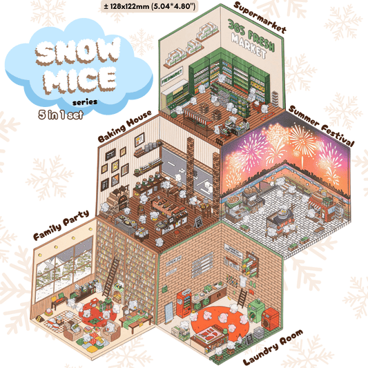 Snow Mice - Stick n’ Scene 3D DIY Scene Stickers Therapy - DIYRICLE