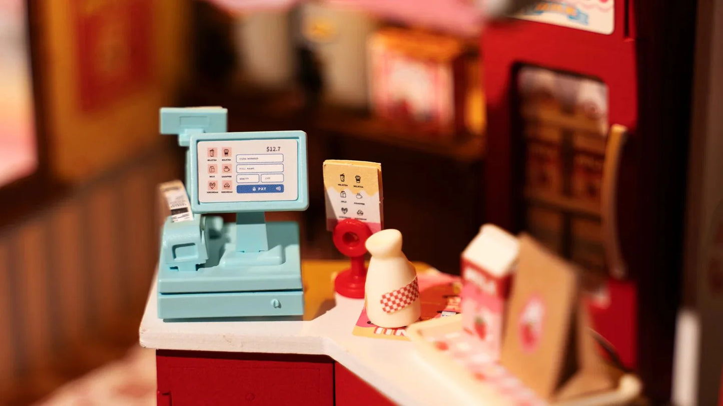 Strawberry Milk Box - Food Box Shop DIY Miniature House Kit
