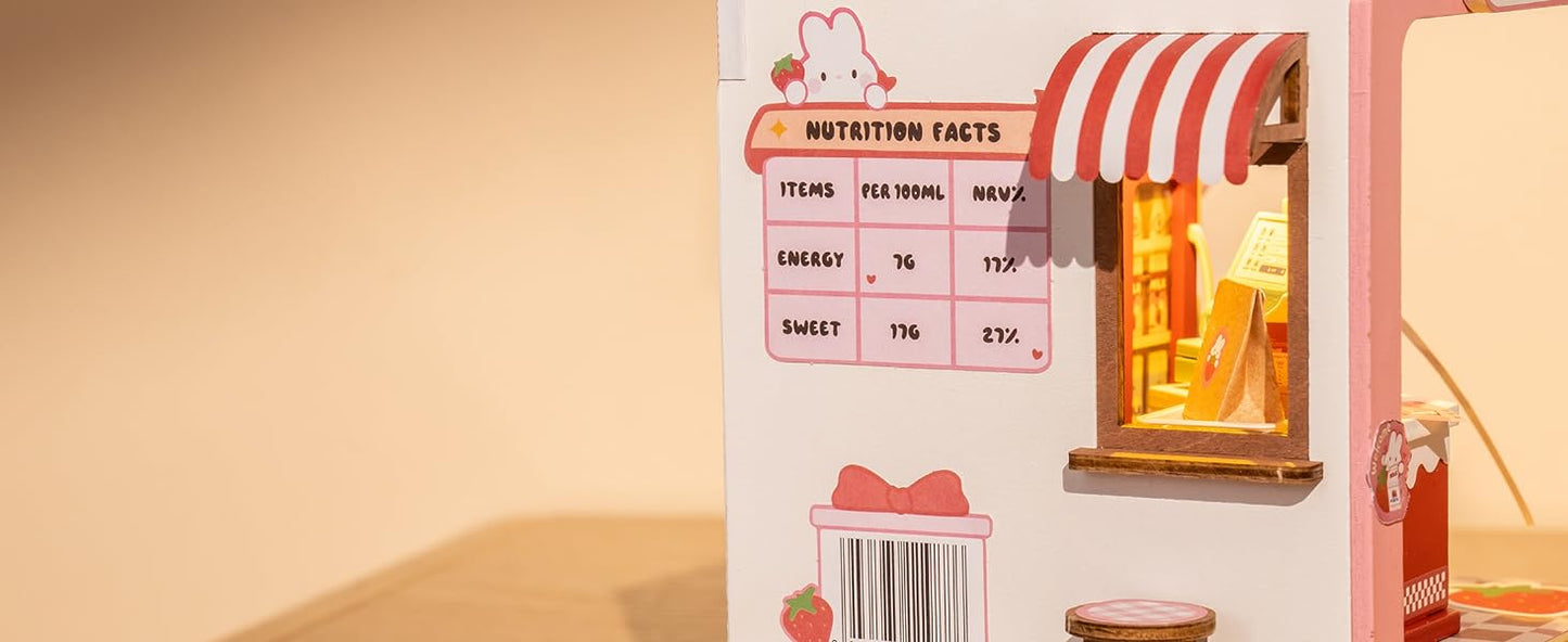 Strawberry Milk Box - Food Box Shop DIY Miniature House Kit