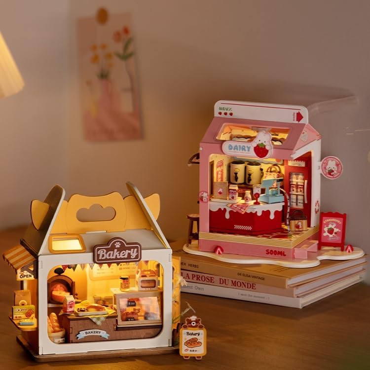 Strawberry Milk Box - Food Box Shop DIY Miniature House Kit