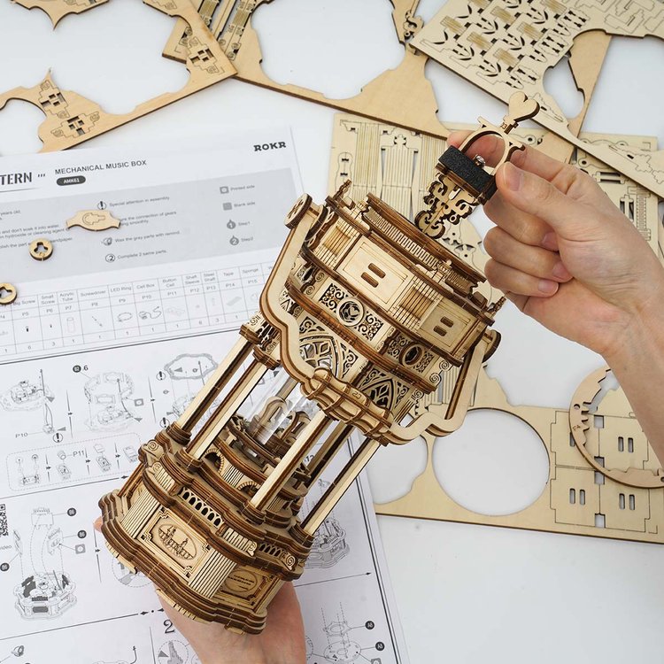 Victorian Lantern Mechanical Music Box 3D Wooden Puzzle
